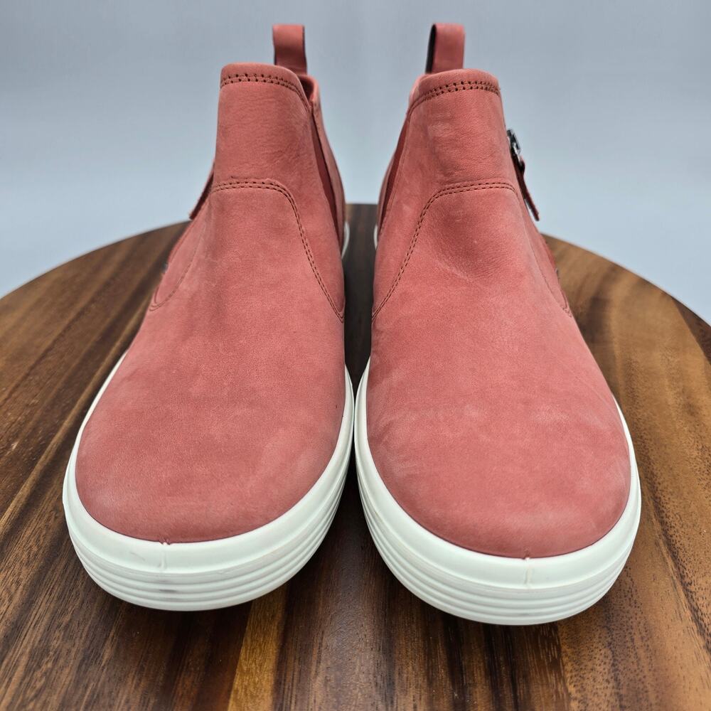 Ecco Soft 7 Low Booties Womens 10 41 Faded Red Nubuck Leather Zip Up Boots Shoes - Picture 2 of 8